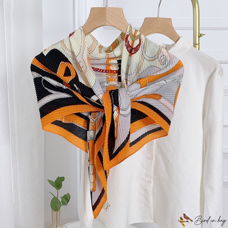 New simulation silk scarf female fashion large square scarf headscarf pressure wrinkle stretch plaid
