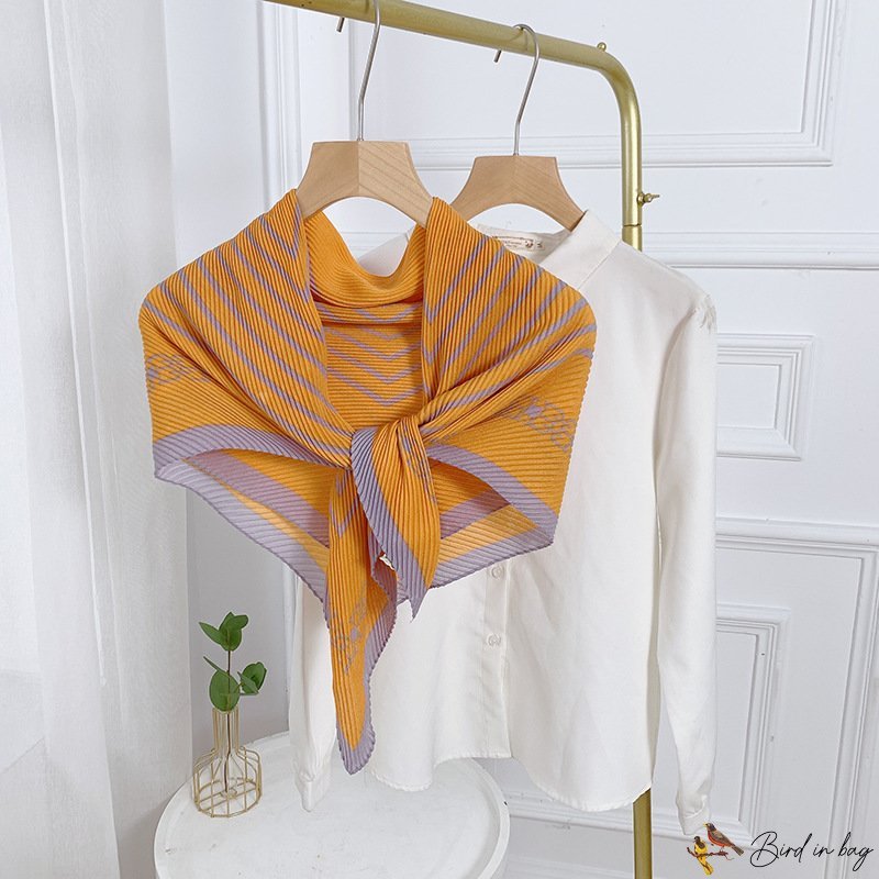 Autumn and winter new simulation silk scarf female decorative stripes twill silk large square scarf 