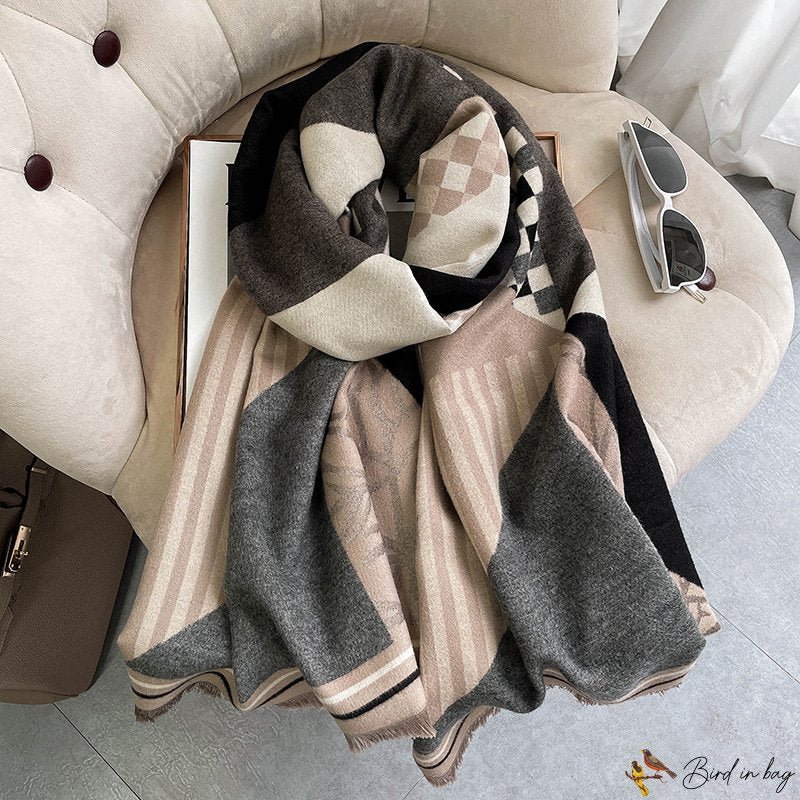 Autumn and winter new letter warm scarf female double-sided imitation cashmere shawl female models