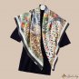 90 * 90cm twill silk square scarf color blocking fresh retro temperament silk scarf female neck scar