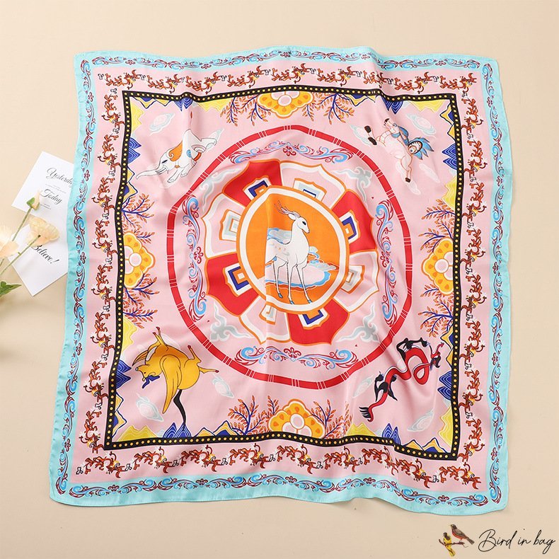 New spring and summer beach towel decorative career small square scarf simulation silk silk scarf fi