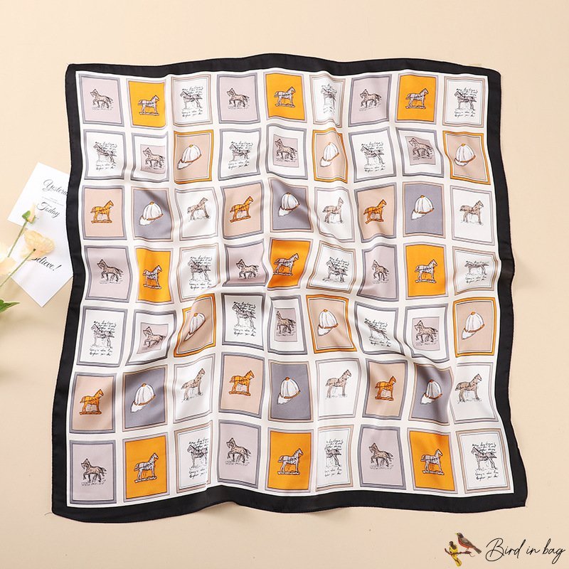 New simulation silk scarf 70cm printed long small silk scarf square scarf ladies decorative fashion 