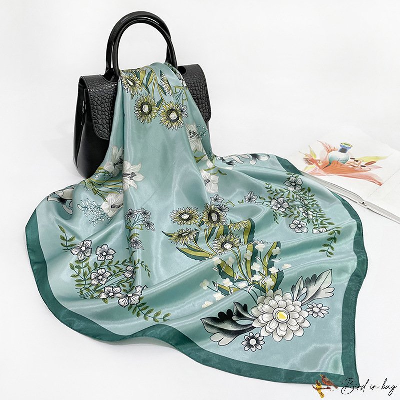 New simulation of silk 90 silk scarf female shawl printed color Ding large square scarf Chinese wind
