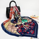 Simulation silk large square scarf 90 female shawl printed silk scarf satin floral square scarf Musl