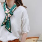 Spring floating ribbon simulation silk tied ornament oblique angle silk scarf female hair tie scarf 