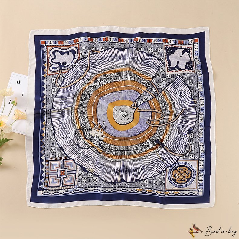New simulation silk scarf 70cm printed long small silk scarf square scarf ladies decorative neckerch