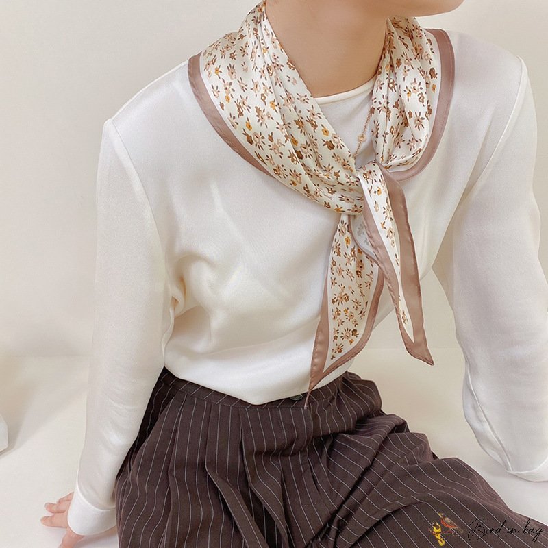 Spring and summer new simulation silk triangle scarf headscarf hair ribbon silk scarf ladies decorat