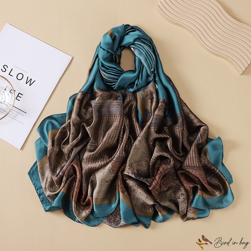 The new love pattern spring and autumn imitation silk medium-length silk scarf fashionable foreign s