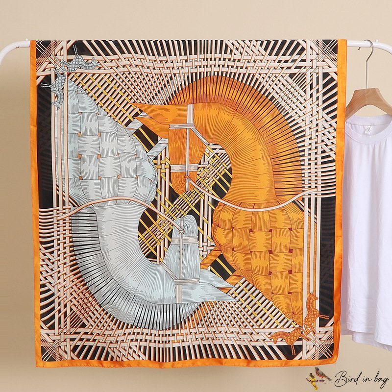 New large long scarf simulation silk scarf female Ma new silk satin light beach towel scarf shawl