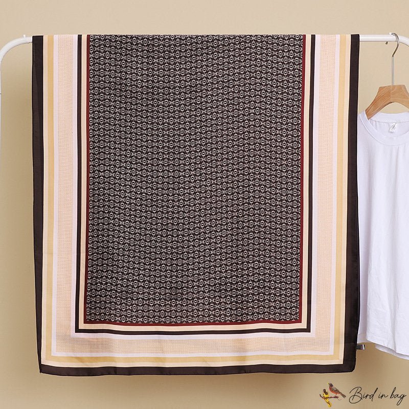 The new letter pattern spring and autumn imitation silk medium-length silk scarf fashionable foreign