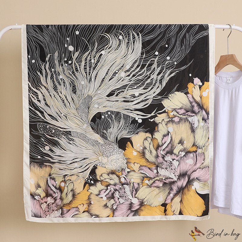 Long scarf new spring simulation silk scarf female printing new silk satin beach scarf large shawl s
