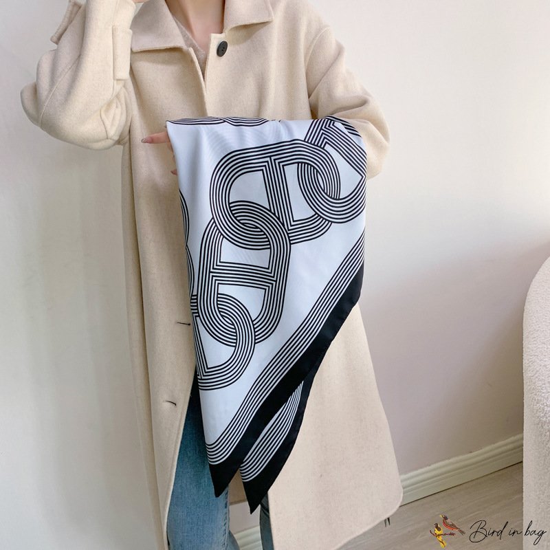 New 90 twill silk square scarf color blocking retro flow temperament silk scarf female neck scarf sh