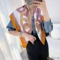 New 90 twill silk square scarf color blocking retro flow temperament silk scarf female neck scarf sh