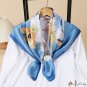 90 imitation silk satin large square scarf temperament female smock striped letters silk scarf wrapp