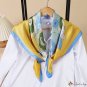 90 imitation silk satin large square scarf temperament female smock striped letters silk scarf wrapp