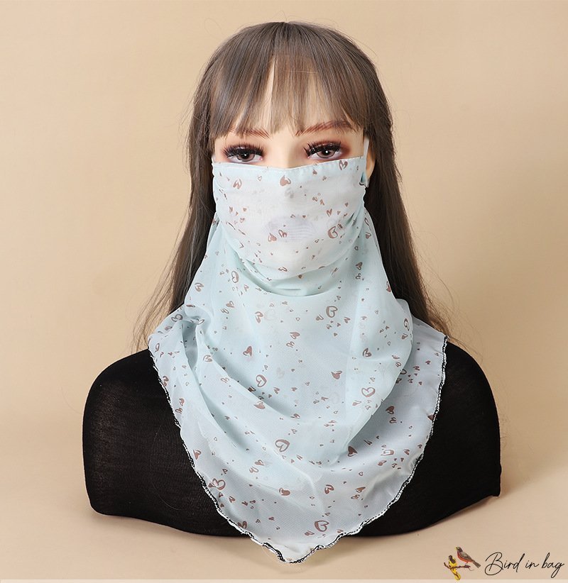 The new silk scarf female large mask scarf sunshade breathable ear hanging neck scarf veil