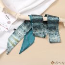 Spring and summer new floating belt 7 * 160cm simulation silk oil painting series pointed angle long