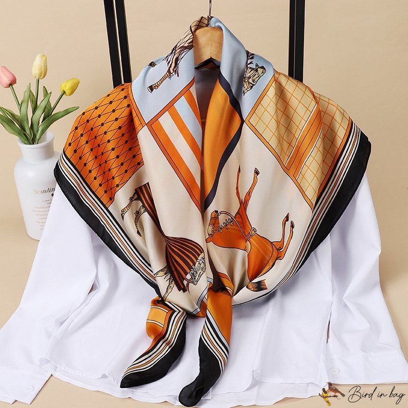 Spring new 110 simulated silk horse silk scarf large square scarf female package head yarn stall sca