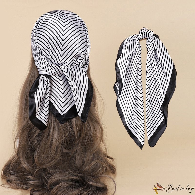 New striped 60cm simulation silk scarf professional decoration small square scarf scarf neck scarf t