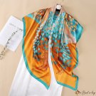 Spring new silk scarf 110CM simulation silk large square scarf breathable floral female wrap head sc