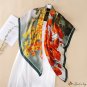 Spring new silk scarf 110CM simulation silk large square scarf breathable floral female wrap head sc