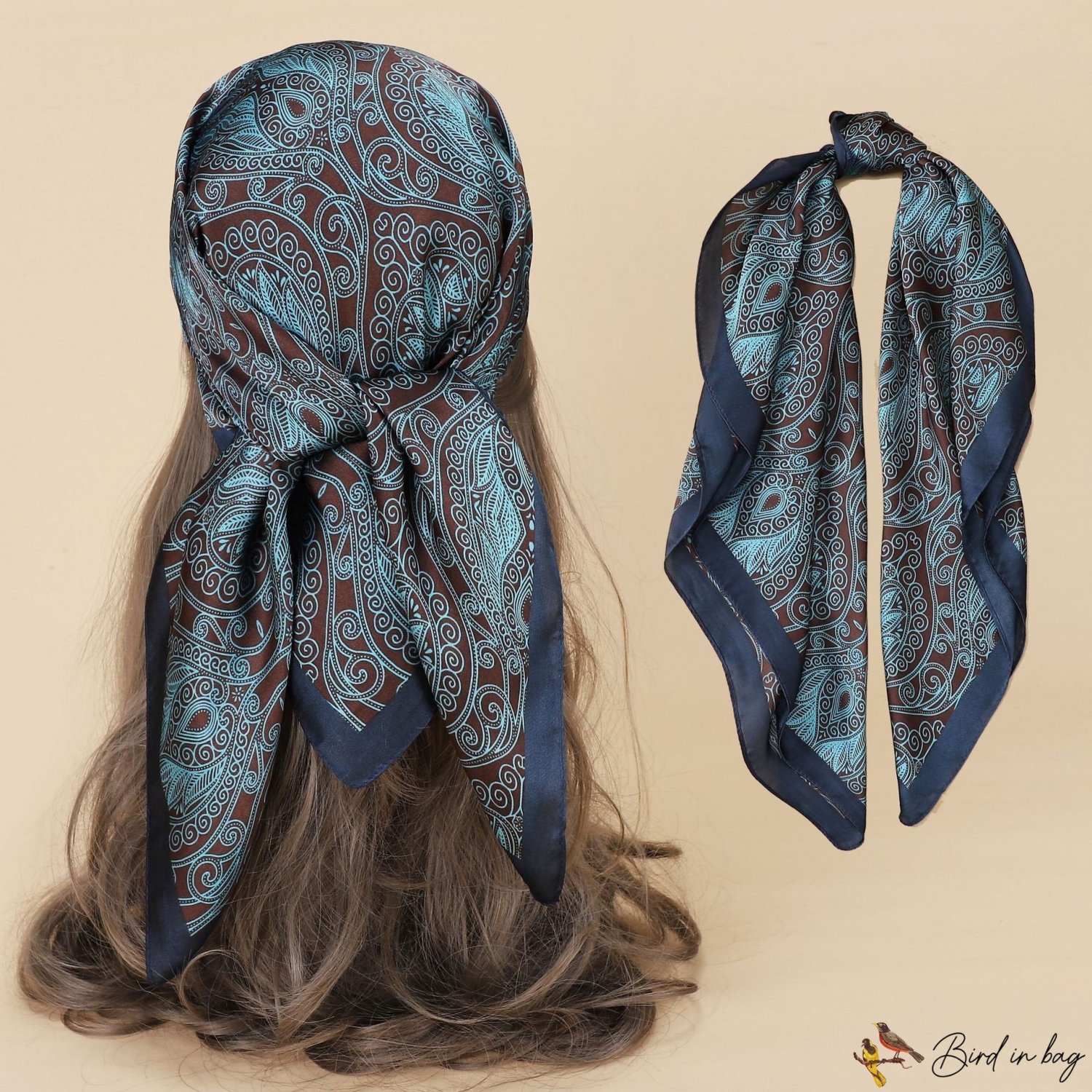 Spring and summer silk scarf simulation silk scarf female 70cm small square scarf neck scarf tied pa