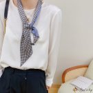 Spring and summer hair ribbon floating ribbon simulation silk female plaid small long scarf headscar