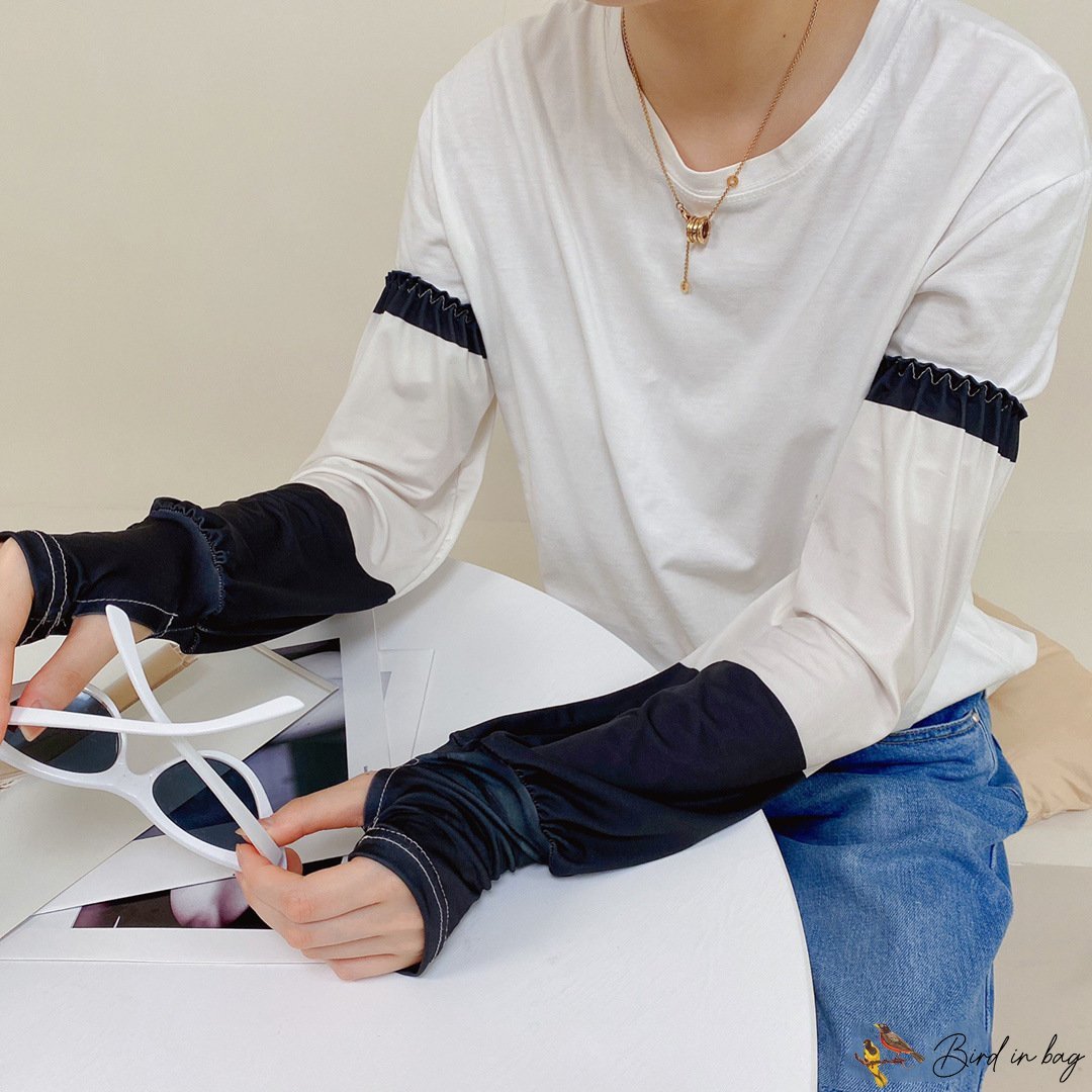 Printed color blocking sleeves female outdoor UV protection driving arm protection