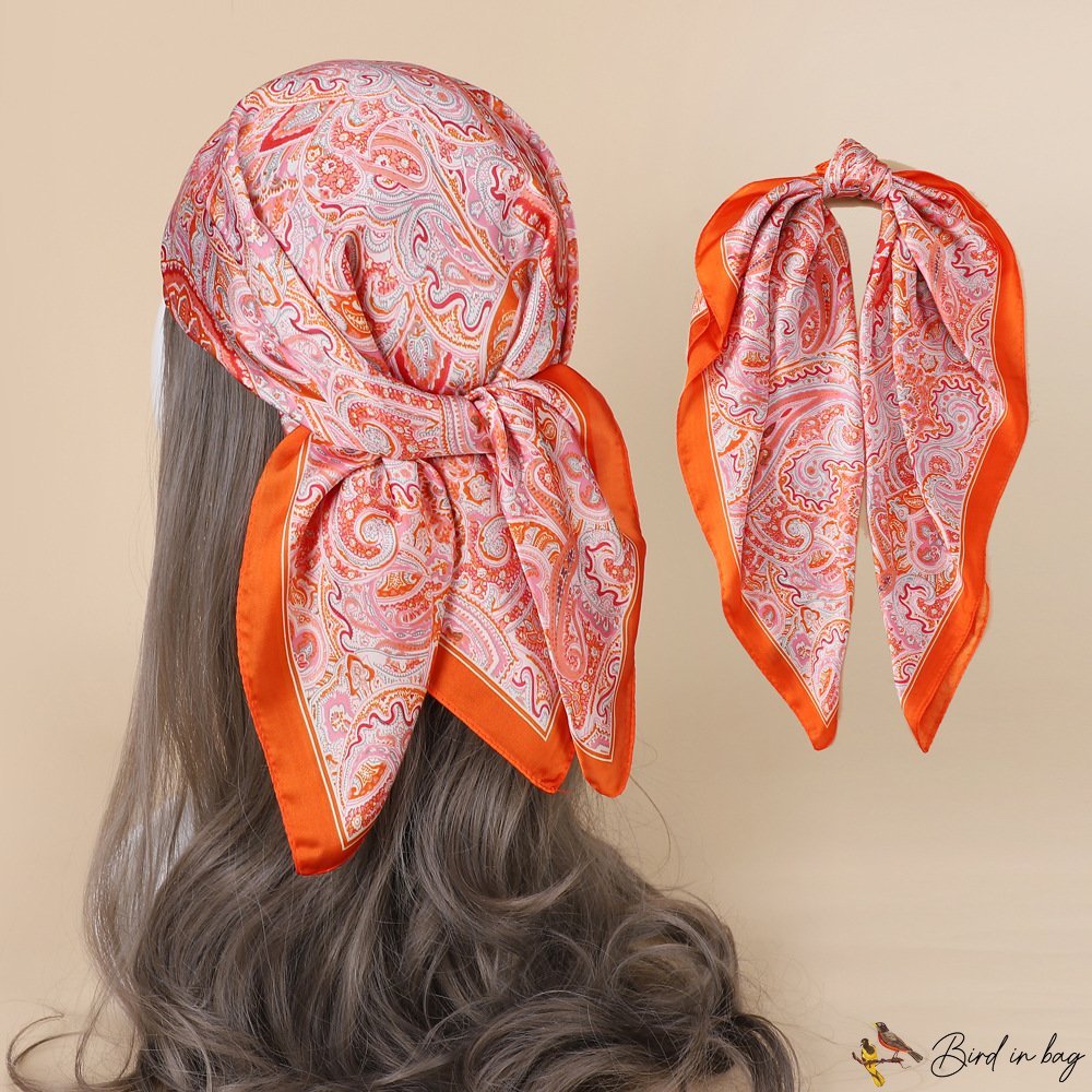 Satin chiffon simulation silk small silk scarf scarf female square scarf neck scarf hair tie print