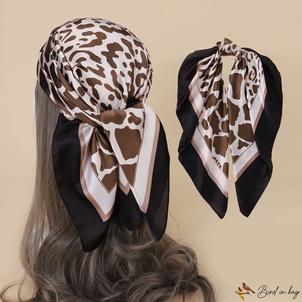 New leopard print silk scarf fashion hair band small square scarf female spring and autumn thin sect