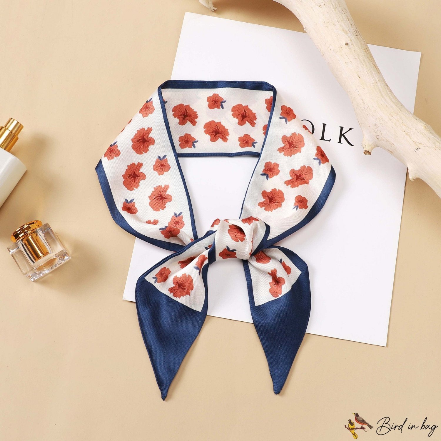 New double-sided sharp-edged floating ribbon female silk scarf simulation silk twill spell color col