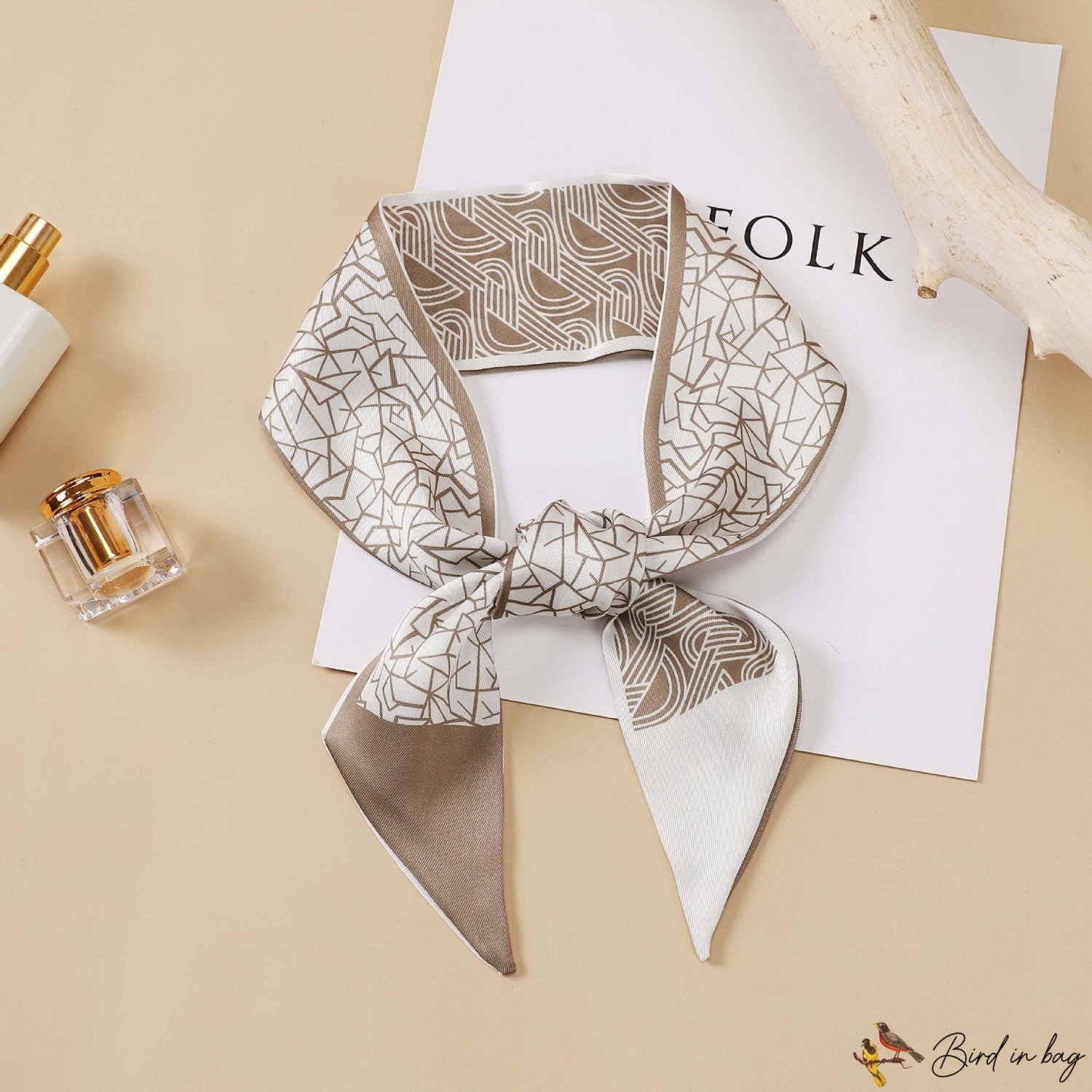 New double-sided sharp-edged floating ribbon silk scarf simulation silk twill print neck scarf hair 