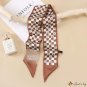 New double-sided sharp-edged floating ribbon plaid silk scarf simulation silk twill print neck scarf