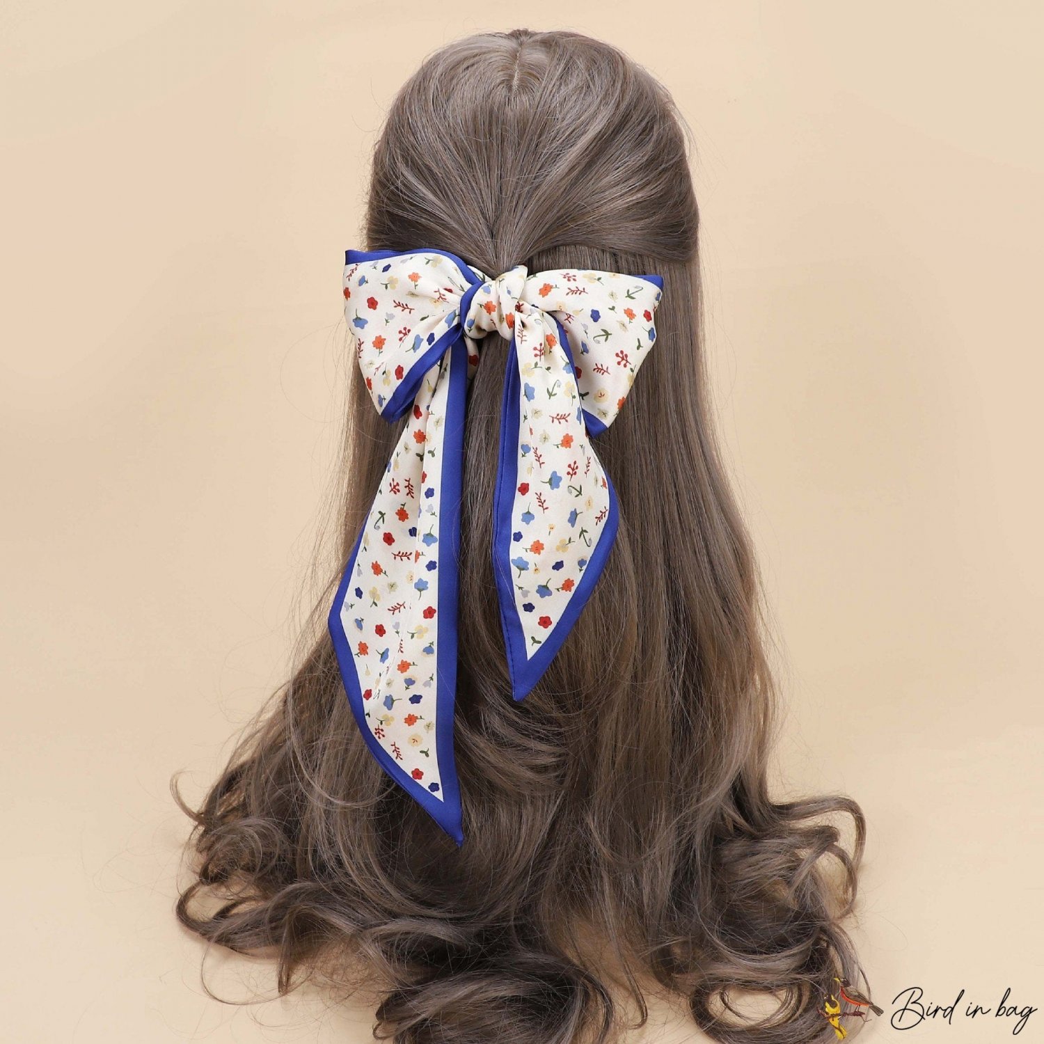Spring and summer hair ribbon floating ribbon shredded simulation silk female small long scarf heads