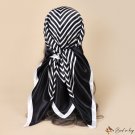 Spring and summer new 90CM striped simulation silk large square scarf temperament ladies silk scarf 