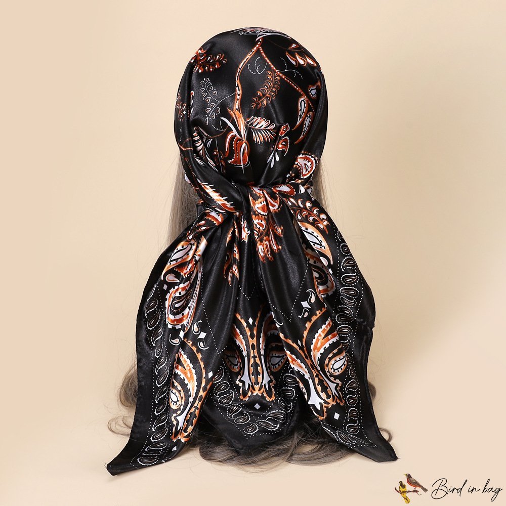 Spring and summer new 90CM cashew simulation silk large square scarf temperament ladies silk scarf w