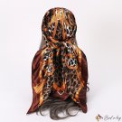 Spring and summer new 90CM simulation silk large square scarf leopard print women's silk scarf wrapp