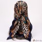 Spring and summer new 90CM simulation silk large square scarf leopard print women's silk scarf wrapp