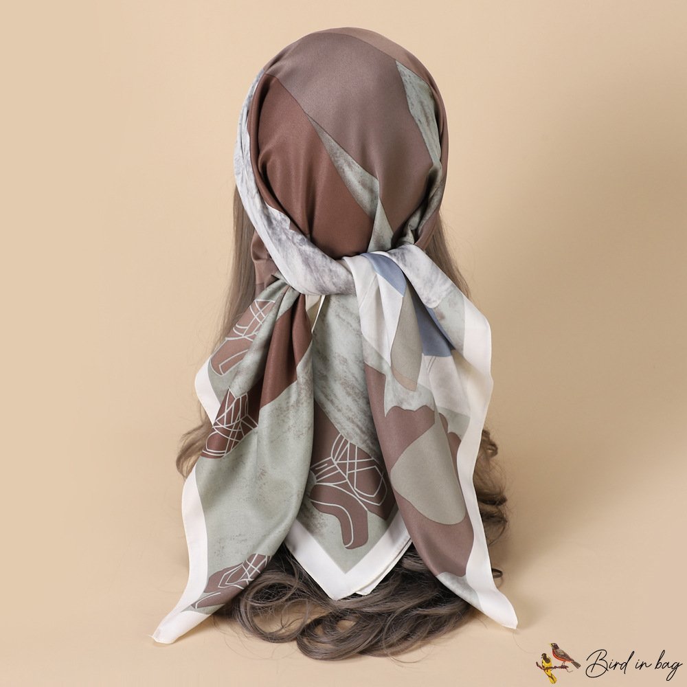 The new twill simulation silk square scarf flow big brand temperament silk scarf female headscarf sh