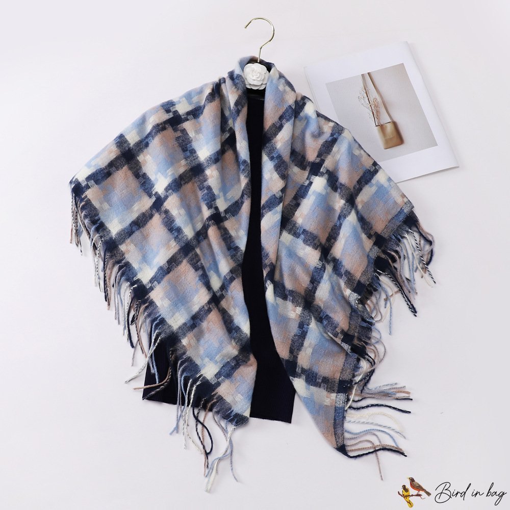 New imitation cashmere printing multi-color plaid fringe scarf female autumn and winter warm long th
