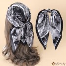 New simulation silk oil painting fashion hair band small square scarf female spring and autumn thin 