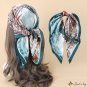 New simulation silk oil painting fashion hair band small square scarf female spring and autumn thin 