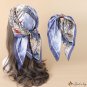New simulation silk oil painting fashion hair band small square scarf female spring and autumn thin 