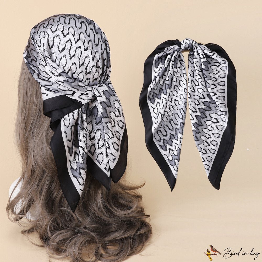 New simulation silk printing fashion hair band small square scarf female spring and autumn thin sect