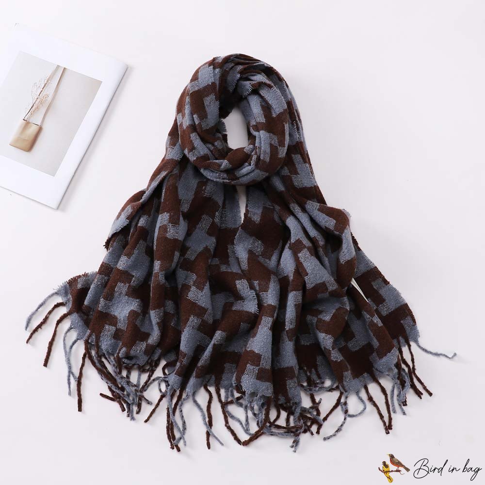 Early autumn new imitation cashmere scarf female warm fringe long thickened multi-color scarf shawl