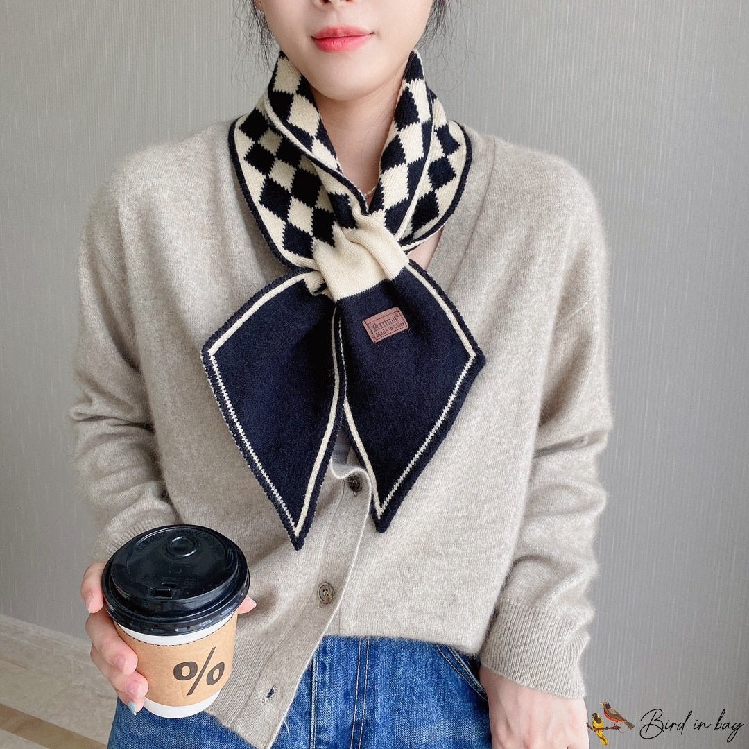 Oblique angle knitted scarf autumn and winter models knitted floating belt female multi-color decora