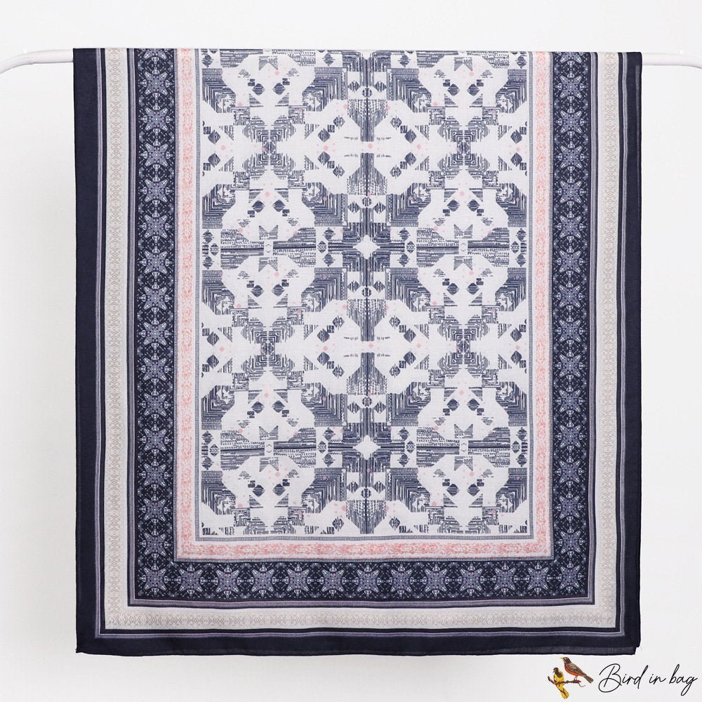 Early autumn new scarf shawl room printing horse imitation cotton linen long scarf fashion magenta s