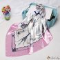 Silk scarf 90cm Chinese style ink sailboat print small square scarf shawl