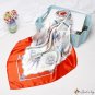 Silk scarf 90cm Chinese style ink sailboat print small square scarf shawl