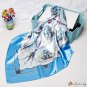 Silk scarf 90cm Chinese style ink sailboat print small square scarf shawl